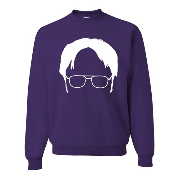 Wild Bobby, Office Dwight Glasses Face Silhouette Funny Schrute, Pop Culture, Unisex Crewneck Graphic Sweatshirt, Purple, X-Large