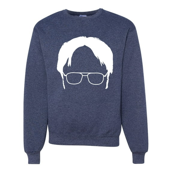 Wild Bobby, Office Dwight Glasses Face Silhouette Funny Schrute, Pop Culture, Unisex Crewneck Graphic Sweatshirt, Vintage Heather Navy, 3X-Large
