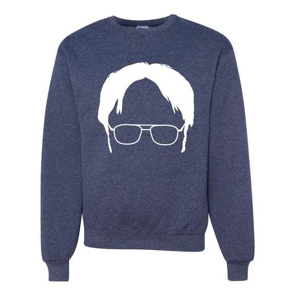 Wild Bobby, Office Dwight Glasses Face Silhouette Funny Schrute, Pop Culture, Unisex Crewneck Graphic Sweatshirt, Vintage Heather Navy, XX-Large
