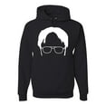 thumbnail image 1 of Wild Bobby, Office Dwight Glasses Face Silhouette Funny Schrute, Pop Culture, Unisex Graphic Hoodie Sweatshirt, Black, Small, 1 of 4