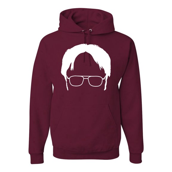 Wild Bobby, Office Dwight Glasses Face Silhouette Funny Schrute, Pop Culture, Unisex Graphic Hoodie Sweatshirt, Maroon, Small