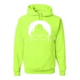 thumbnail image 1 of Wild Bobby, Office Dwight Glasses Face Silhouette Funny Schrute, Pop Culture, Unisex Graphic Hoodie Sweatshirt, Safety Green, Small, 1 of 4