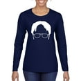 thumbnail image 1 of Wild Bobby, Office Dwight Glasses Face Silhouette Funny Schrute, Pop Culture, Women Graphic Long Sleeve Tee, Navy, Large, 1 of 4