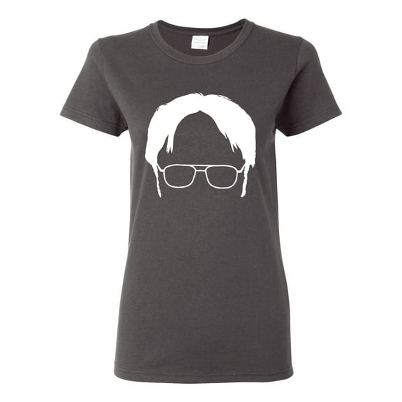 Wild Bobby, Office Dwight Glasses Face Silhouette Funny Schrute, Pop Culture, Women Graphic Tee, Charcoal, Medium