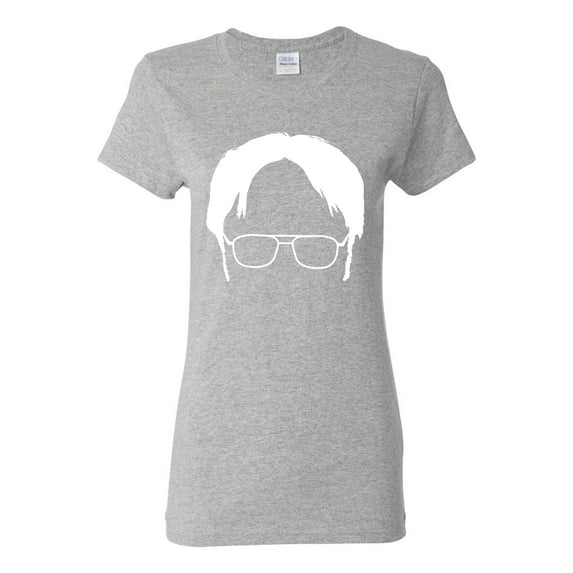 Wild Bobby, Office Dwight Glasses Face Silhouette Funny Schrute, Pop Culture, Women Graphic Tee, Heather Grey, XX-Large