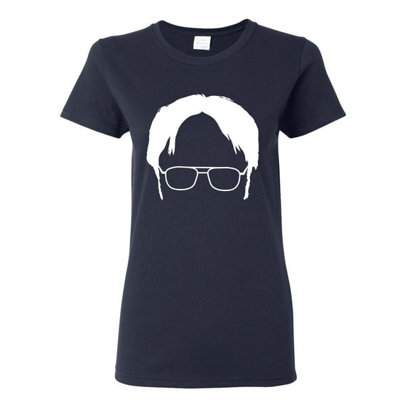 Wild Bobby, Office Dwight Glasses Face Silhouette Funny Schrute, Pop Culture, Women Graphic Tee, Navy, 3X-Large