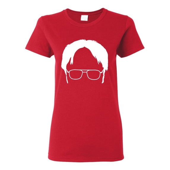 Wild Bobby, Office Dwight Glasses Face Silhouette Funny Schrute, Pop Culture, Women Graphic Tee, Red, X-Large