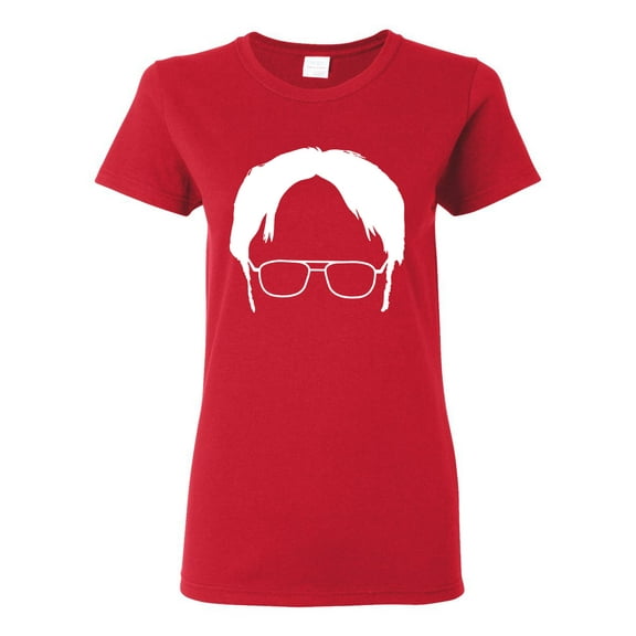 Wild Bobby, Office Dwight Glasses Face Silhouette Funny Schrute, Pop Culture, Women Graphic Tee, Red, X-Large