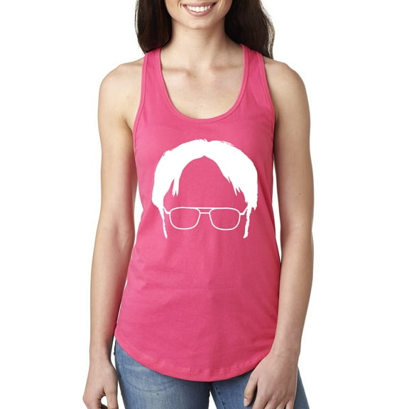 Wild Bobby, Office Dwight Glasses Face Silhouette Funny Schrute, Pop Culture, Women Racerback Tank Top, Hot Pink, Medium