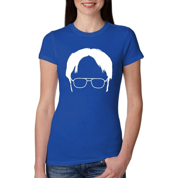 Wild Bobby, Office Dwight Glasses Face Silhouette Funny Schrute, Pop Culture, Women Slim Fit Junior Tee, Royal, Small
