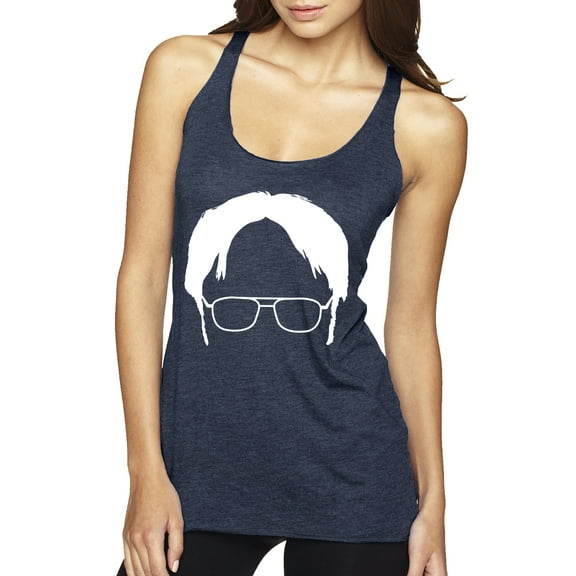 Wild Bobby, Office Dwight Glasses Face Silhouette Funny Schrute, Pop Culture, Women Tri-Blend Racerback Tank Top, Vintage Navy, X-Large
