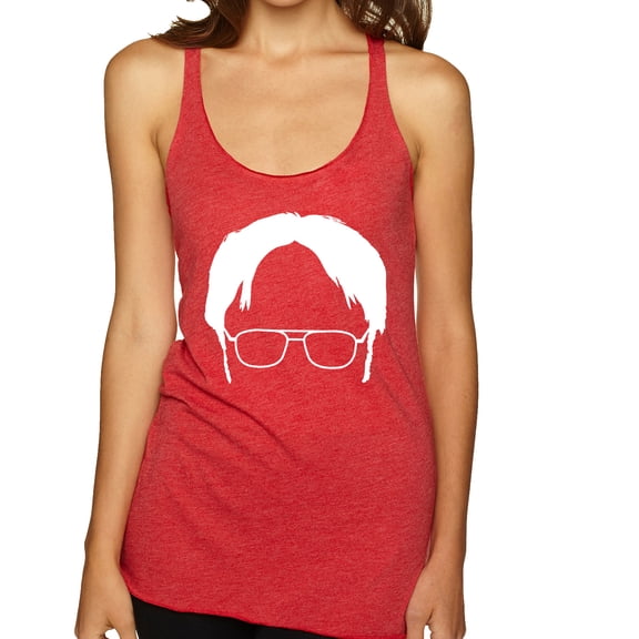 Wild Bobby, Office Dwight Glasses Face Silhouette Funny Schrute, Pop Culture, Women Tri-Blend Racerback Tank Top, Vintage Red, Medium
