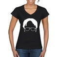 thumbnail image 1 of Wild Bobby, Office Dwight Glasses Face Silhouette Funny Schrute, Pop Culture, Women's Standard V-Neck Tee, Black, Small, 1 of 4