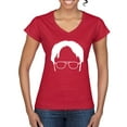 thumbnail image 1 of Wild Bobby, Office Dwight Glasses Face Silhouette Funny Schrute, Pop Culture, Womenâ€™s Standard V-Neck Tee, Red, Small, 1 of 4