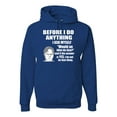 thumbnail image 1 of Wild Bobby, Office Dwight Quote Before I Do Anything, Pop Culture, Unisex Graphic Hoodie Sweatshirt, Royal, X-Large, 1 of 4