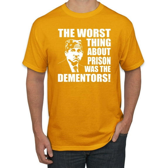 Wild Bobby, Office Prison Mike Dementors Michael Scott, Pop Culture, Men Graphic Tee, Gold, Small