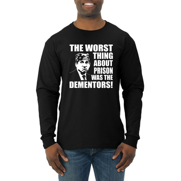 Wild Bobby, Office Prison Mike Dementors Michael Scott, Pop Culture, Men Long Sleeve Shirt, Black, Small