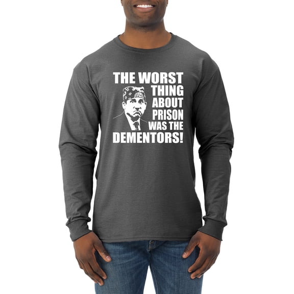 Wild Bobby, Office Prison Mike Dementors Michael Scott, Pop Culture, Men Long Sleeve Shirt, Heather Black, Small