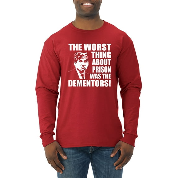 Wild Bobby, Office Prison Mike Dementors Michael Scott, Pop Culture, Men Long Sleeve Shirt, Red, X-Large