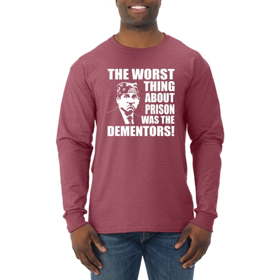 Wild Bobby, Office Prison Mike Dementors Michael Scott, Pop Culture, Men Long Sleeve Shirt, Vintage Heather Red, Large