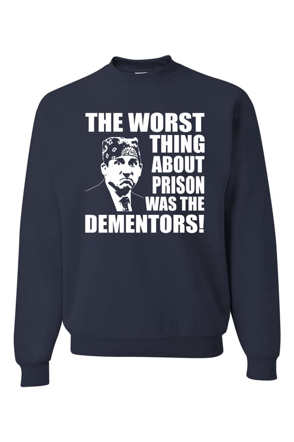 , Office Prison Mike Dementors Michael Scott, Pop Culture, Unisex Crewneck Graphic Sweatshirt, Navy, X-Large