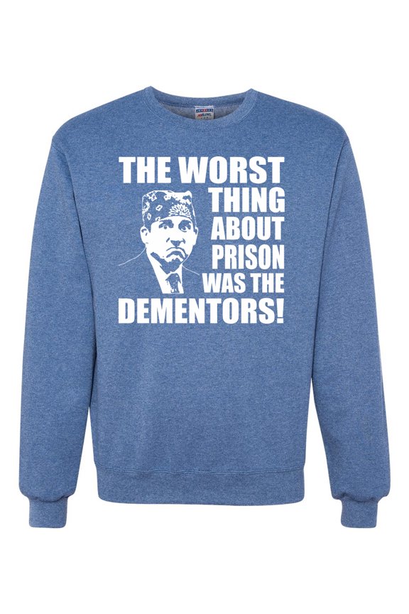 , Office Prison Mike Dementors Michael Scott, Pop Culture, Unisex Crewneck Graphic Sweatshirt, Vintage Heather Blue, X-Large