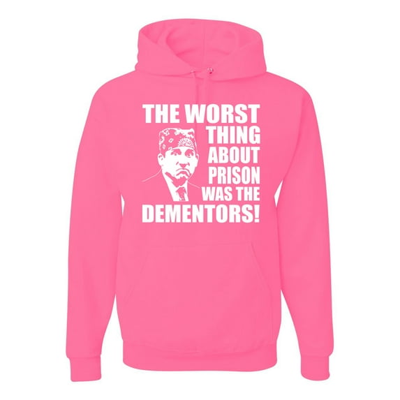 Wild Bobby, Office Prison Mike Dementors Michael Scott, Pop Culture, Unisex Graphic Hoodie Sweatshirt, Neon Pink, Small