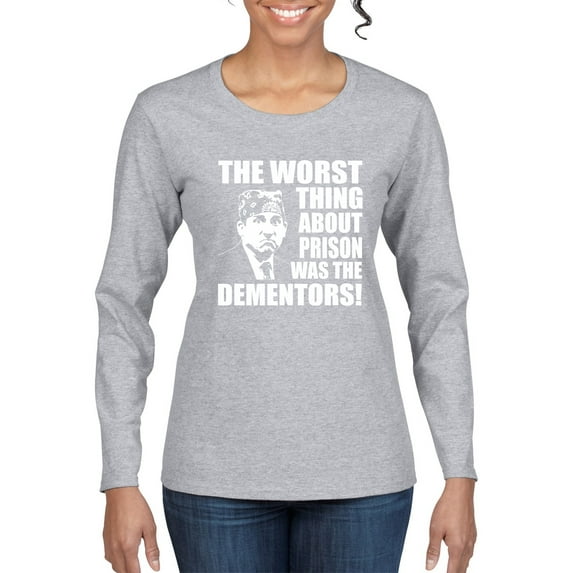 Wild Bobby, Office Prison Mike Dementors Michael Scott, Pop Culture, Women Graphic Long Sleeve Tee, Heather Grey, XX-Large