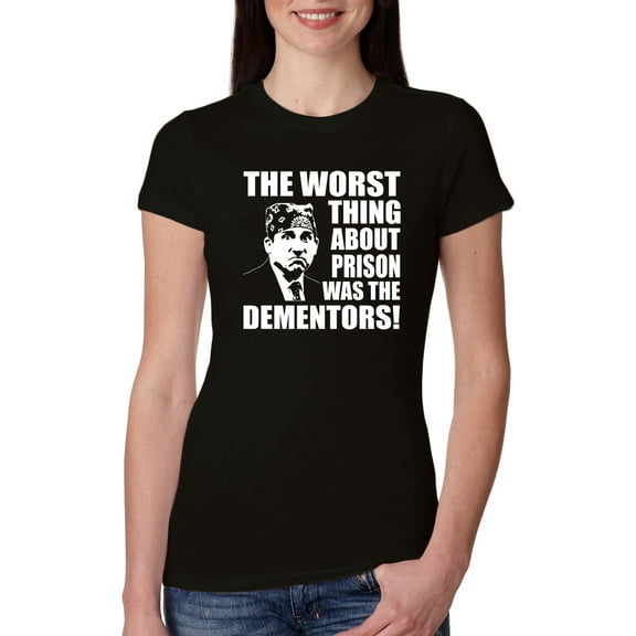 Wild Bobby, Office Prison Mike Dementors Michael Scott, Pop Culture, Women Slim Fit Junior Tee, Black, Small