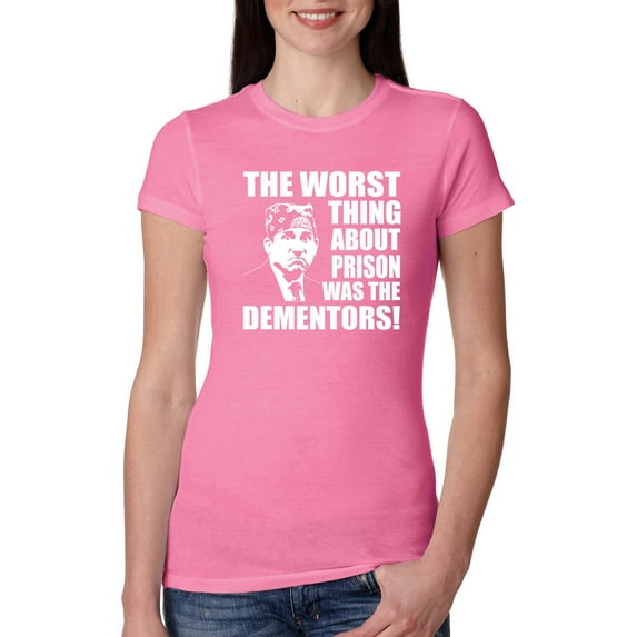 Wild Bobby, Office Prison Mike Dementors Michael Scott, Pop Culture, Women Slim Fit Junior Tee, Hot Pink, Large