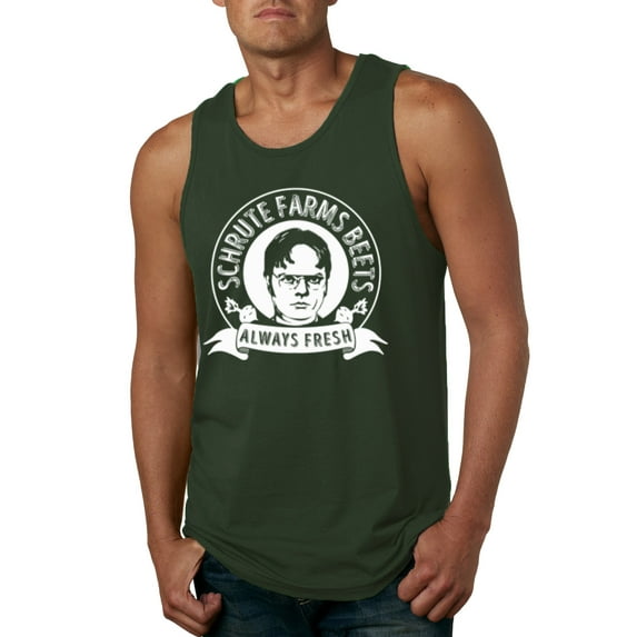 Wild Bobby, Office Schrute Farms Beets Always Fresh, Pop Culture, Men Graphic Tank Top, Forest Green, X-Large