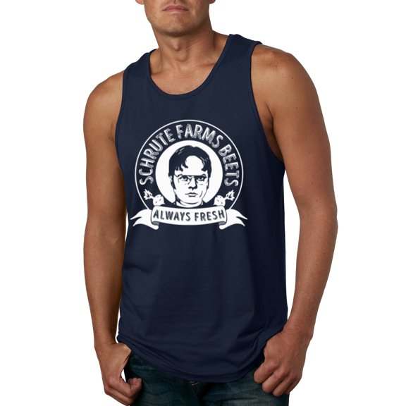 Wild Bobby, Office Schrute Farms Beets Always Fresh, Pop Culture, Men Graphic Tank Top, Navy, XX-Large