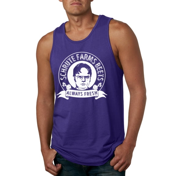 Wild Bobby, Office Schrute Farms Beets Always Fresh, Pop Culture, Men Graphic Tank Top, Purple, Medium