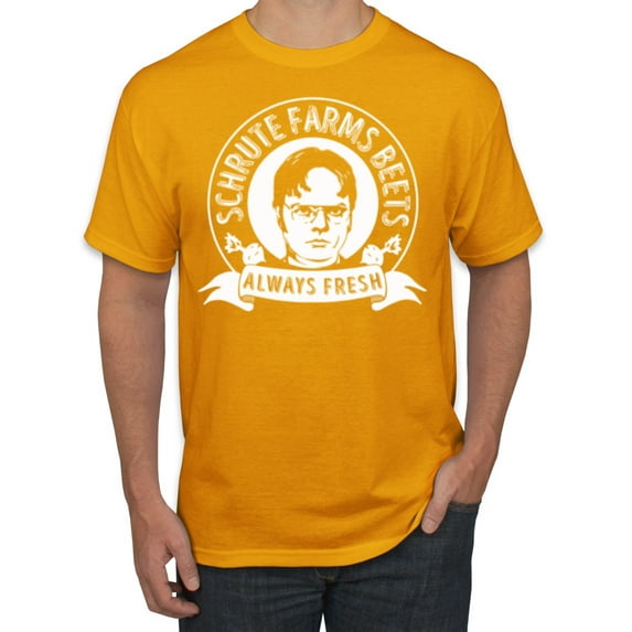 Wild Bobby, Office Schrute Farms Beets Always Fresh, Pop Culture, Men Graphic Tee, Gold, X-Large