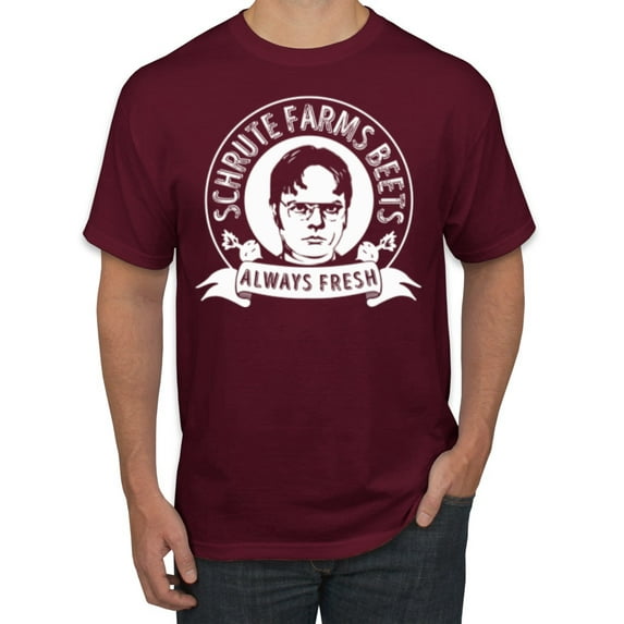 Wild Bobby, Office Schrute Farms Beets Always Fresh, Pop Culture, Men Graphic Tee, Maroon, Small