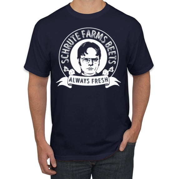 Wild Bobby, Office Schrute Farms Beets Always Fresh, Pop Culture, Men Graphic Tee, Navy, X-Large