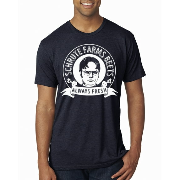 Wild Bobby, Office Schrute Farms Beets Always Fresh, Pop Culture, Men Premium Tri Blend Tee, Vintage Navy, Medium