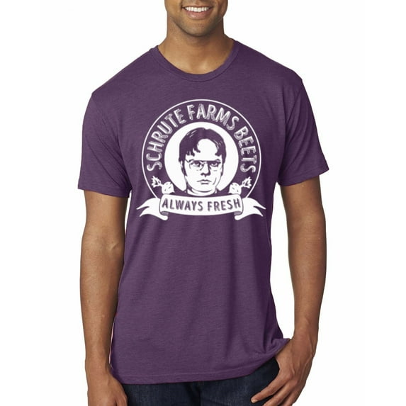 Wild Bobby, Office Schrute Farms Beets Always Fresh, Pop Culture, Men Premium Tri Blend Tee, Vintage Purple, Medium