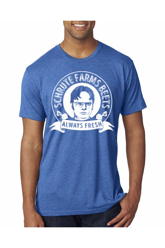 , Office Schrute Farms Beets Always Fresh, Pop Culture, Men Premium Tri Blend Tee, Vintage Royal, X-Large
