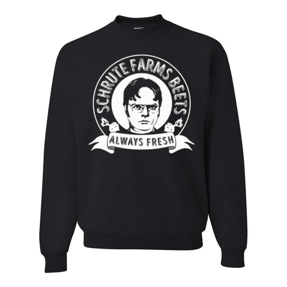 Wild Bobby, Office Schrute Farms Beets Always Fresh, Pop Culture, Unisex Crewneck Graphic Sweatshirt, Black, 4X-Large