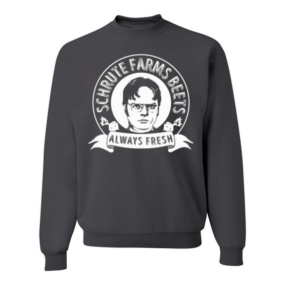 Wild Bobby, Office Schrute Farms Beets Always Fresh, Pop Culture, Unisex Crewneck Graphic Sweatshirt, Charcoal, Small