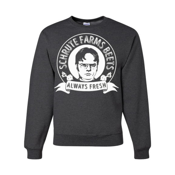 Wild Bobby, Office Schrute Farms Beets Always Fresh, Pop Culture, Unisex Crewneck Graphic Sweatshirt, Heather Black, X-Large