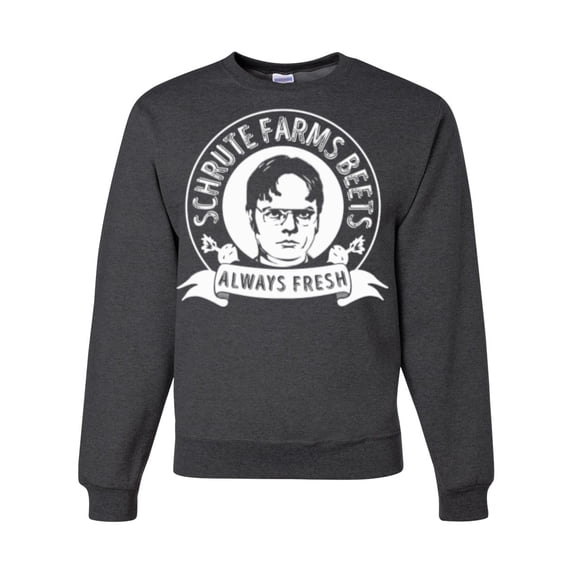 Wild Bobby, Office Schrute Farms Beets Always Fresh, Pop Culture, Unisex Crewneck Graphic Sweatshirt, Heather Black, X-Large
