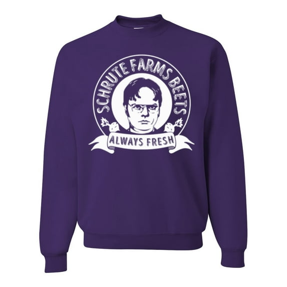 Wild Bobby, Office Schrute Farms Beets Always Fresh, Pop Culture, Unisex Crewneck Graphic Sweatshirt, Purple, Small