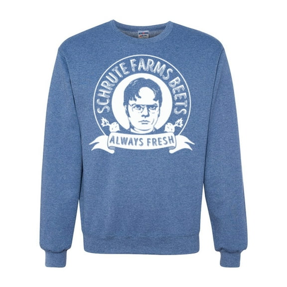 Wild Bobby, Office Schrute Farms Beets Always Fresh, Pop Culture, Unisex Crewneck Graphic Sweatshirt, Vintage Heather Blue, X-Large