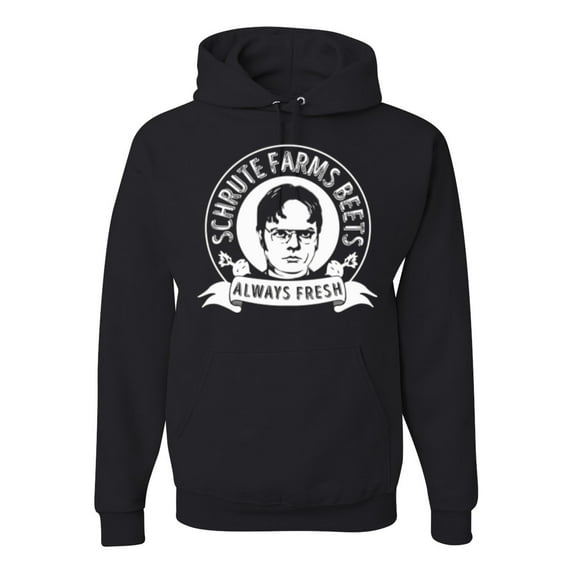 Wild Bobby, Office Schrute Farms Beets Always Fresh, Pop Culture, Unisex Graphic Hoodie Sweatshirt, Black, Small