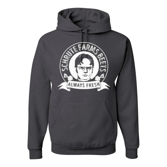 Wild Bobby, Office Schrute Farms Beets Always Fresh, Pop Culture, Unisex Graphic Hoodie Sweatshirt, Charcoal, Large