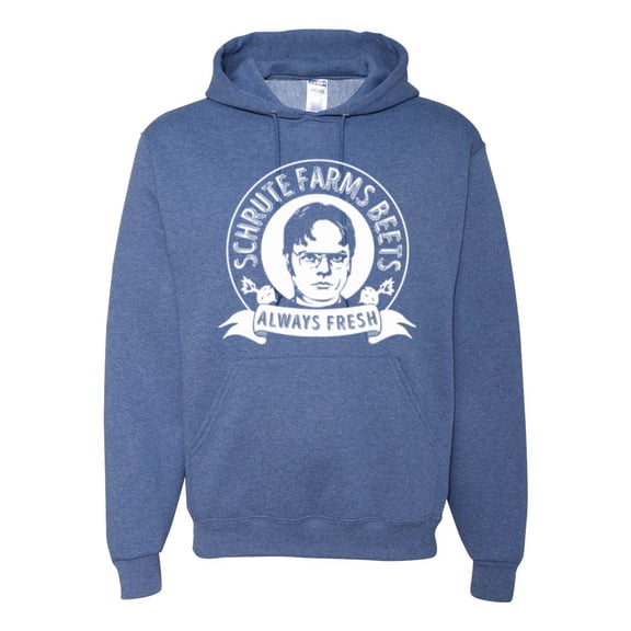 Wild Bobby, Office Schrute Farms Beets Always Fresh, Pop Culture, Unisex Graphic Hoodie Sweatshirt, Vintage Heather Blue, XX-Large