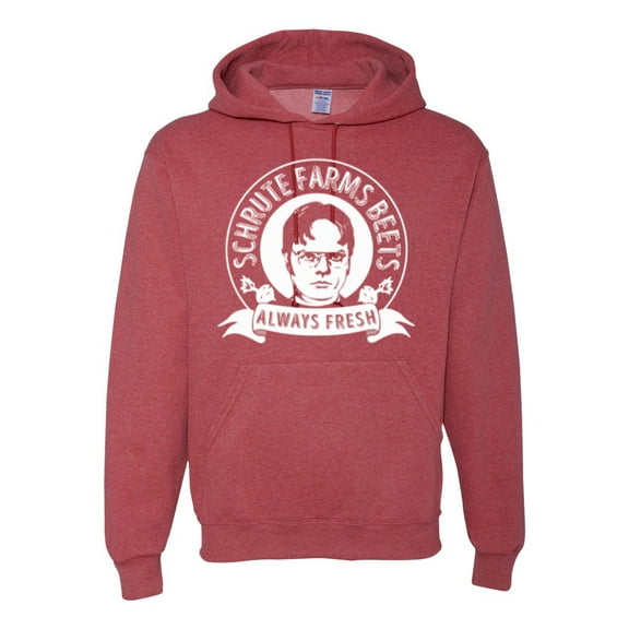 Wild Bobby, Office Schrute Farms Beets Always Fresh, Pop Culture, Unisex Graphic Hoodie Sweatshirt, Vintage Heather Red, XX-Large