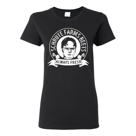 Wild Bobby, Office Schrute Farms Beets Always Fresh, Pop Culture, Women Graphic Tee, Black, Small